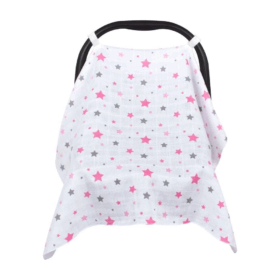 Sevi Bebe Müslin Puset ve Ana Kucağı Örtüsü ART-41 Yıldız Yağmuru Pembe