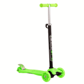 Çocuk Shinaro Maxi Led Işıklı 3 Tekerlekli Yükseklik Ayarlı Yeşil Scooter