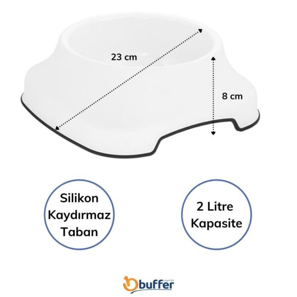 Silikon Kaydırmaz Taban Plastik Kedi ve Köpek Mama ve Su Kabı 2 L (K0) - Görsel 3