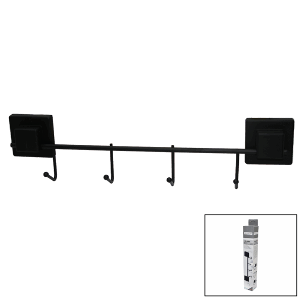 SİYAH - 4LÜ METAL ASKI KARE GÜÇLÜ YAPIŞKANLI5X36X9CM (K0)