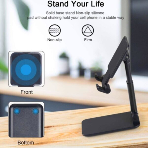 Siyah Aynalı Cep Telefonu Sabitleyici Stand Katlanabilir Ayarlanabilir Telefon Standı (K0) - Görsel 3