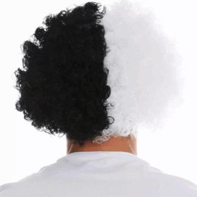 Siyah Beyaz Kıvırcık Afro Bonus Peruk Taraftar Bonus Saç