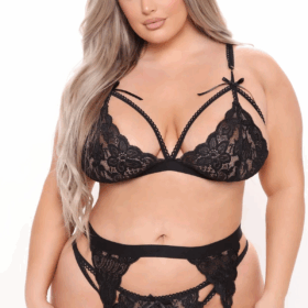 Siyah Dantelli Büyük Beden Jartiyer Takımı TM1296