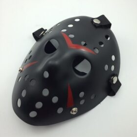 Siyah Renk Kırmızı Çizgili Tam Yüz Hokey Jason Maskesi Hannibal Maskesi (K0)