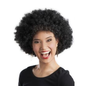 Siyah Renk Kıvırcık Afro Bonus Peruk Parti Peruğu (K0)