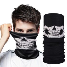 Siyah Renk Dikişsiz Çok Fonksiyonlu Çene Kafatası Yüz Maskesi Baf Buff Bandana Boyunluk Bileklik (K0)