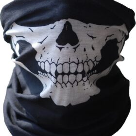 Siyah Renk Dikişsiz Çok Fonksiyonlu Çene Kafatası Yüz Maskesi Baf Buff Bandana Boyunluk Bileklik (K0)