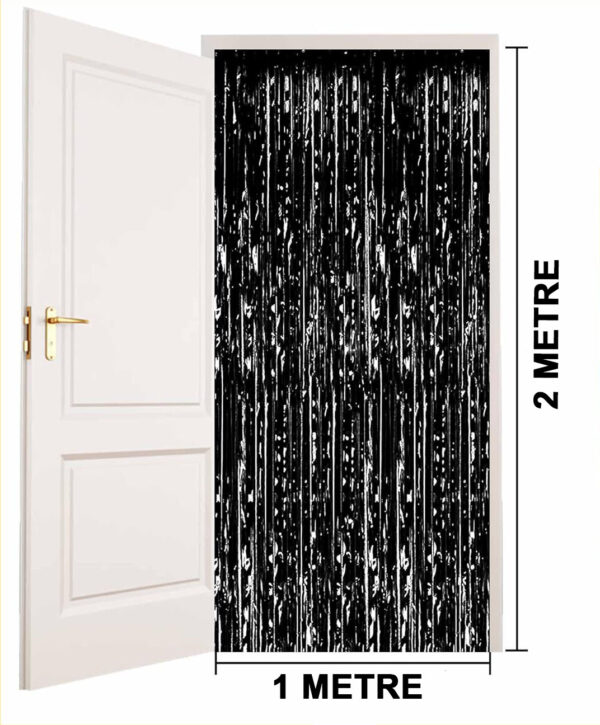 Siyah Renk Ekstra Metalize Parlak Saçaklı Arka Fon Perde İthal A Kalite 1x2 Metre (K0) - Görsel 4