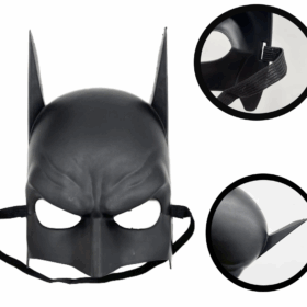 Siyah Renk Çocuk Boy Arkadan Lastikli Batman Maskesi A Kalite  20x14 Cm