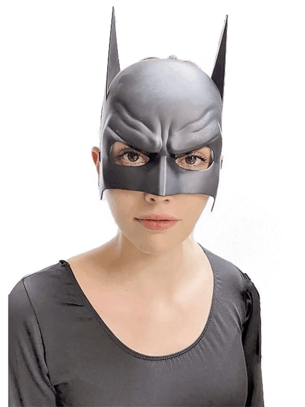 Siyah Renk Çocuk Boy Arkadan Lastikli Batman Maskesi A Kalite  20x14 Cm - Görsel 4