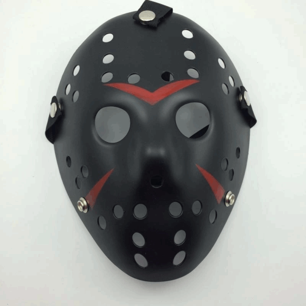 Siyah Renk Kırmızı Çizgili Tam Yüz Hokey Jason Maskesi Hannibal Maskesi - Görsel 6
