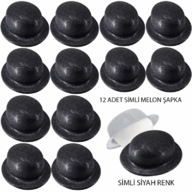 Siyah Renk Simli Melon Yulak Parti Şapkası 12 Adet