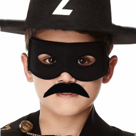 Siyah Renk Zorro Şapkası Zorro Maskesi Ve Zorro Bıyık Çocuk Boy