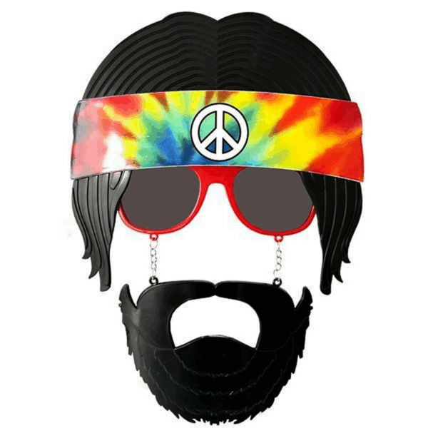 Siyah Saçlı Bandana Tasarımlı Hippi Parti Gözlüğü 26x18 Cm - Görsel 2