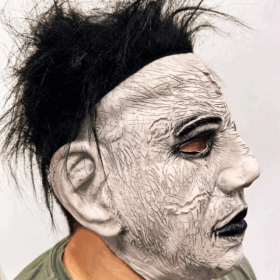 Siyah Saçlı Michael Myers Lateks Yüze Tam Yapışan Et Maske Korku Maskesi