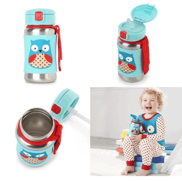 Skip Hop Pipetli Paslanmaz Çelik Suluk 350ml Baykuş - Görsel 4