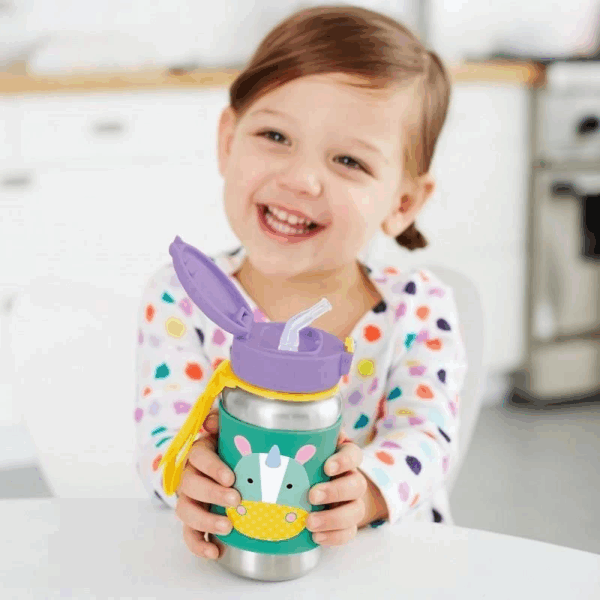 Skip Hop Pipetli Paslanmaz Çelik Suluk 350ml Unicorn - Görsel 3