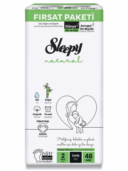 Çocuk Sleepy Natural Bebek Bezi Fırsat Paketi 2 Beden 48 Adet