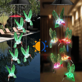 Solar Led Işıklı Kuşlu Bahçe Dekoru 6 Ledli,renkli Işık