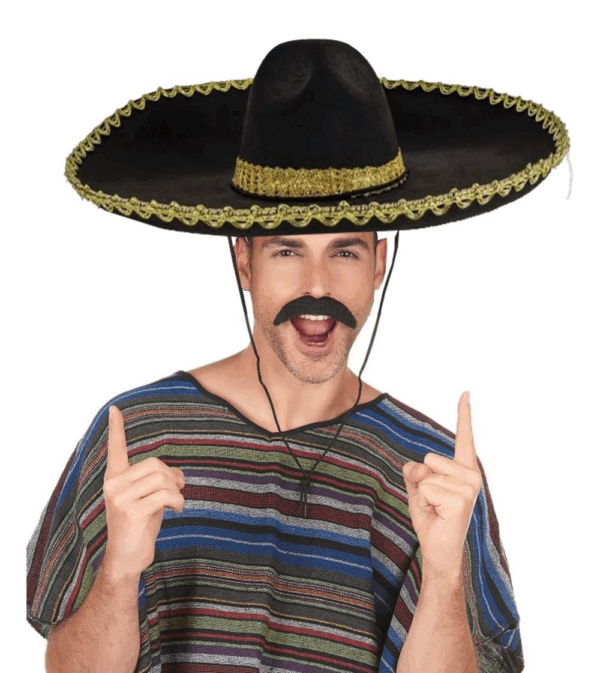 Sombrero Meksika Şapkası Mariachi Altın Şeritli Yetişkin Boy - Görsel 4