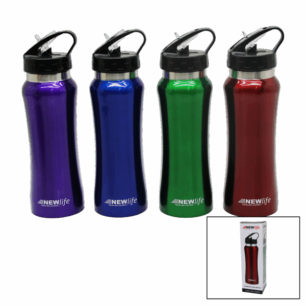 SPORCU PİPETLİ 650ML METAL RENKLİ  SULUK MATARA (K0)