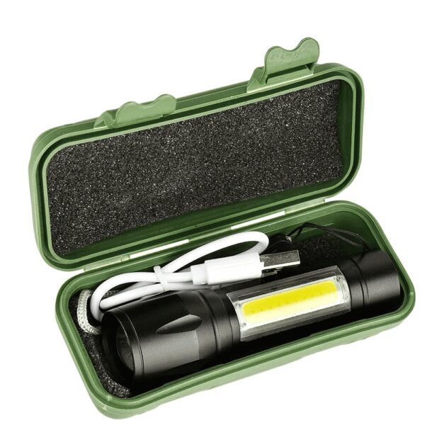 Su Geçirmez Şarjlı El Feneri 2500 Lumens + 5W COB LED USB Lion Şarjlı Ultra Güçlü Q5 XPE (K0) - Görsel 3