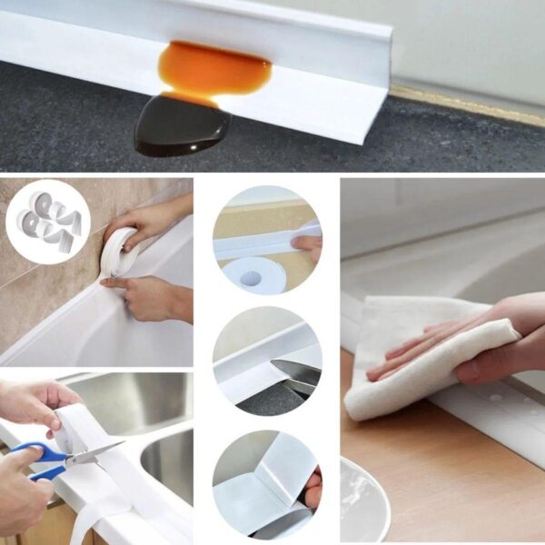 Su Sızdırmaz Banyo Mutfak Lavabo Küvet İzolasyon Şerit Bant,Lavabo Kenar Bandı 3.2 mt x 38 mm (K0) - Görsel 4