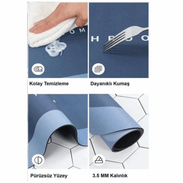 Süper Su Emici Kaymaz Tabanlı Banyo Paspası ( 40*60 )cm - Görsel 3