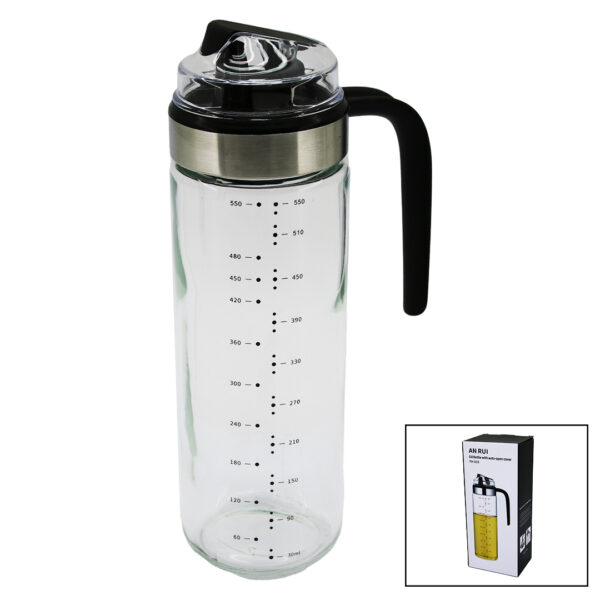SÜRAHİ TİPİ CAM YAĞDANLIK 550ML PLASTİK - KROM BAŞLIK (K0)