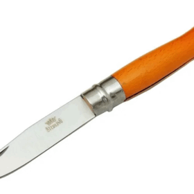 T0196 Bahçe Çakı 16 Cm - Ahşap Turuncu Sap, Bilezikli, Kılıflı