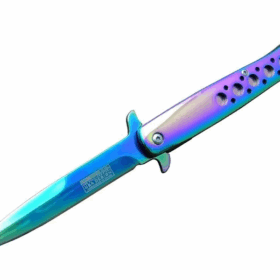 Tac-force 1111-d Titanyum Gökkuşağı Kamp Çakı 23 Cm - Metal Sap, Yarı Otomatik