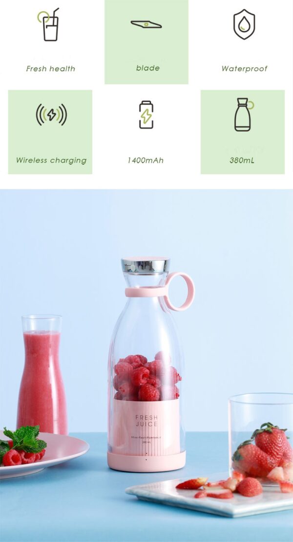 Taşınabilir Blender, Taşınabilir Mini Hızlı Blender 350ml Meyve Sıkacağı Kupası, Kablosuz Şarjlı, Smoothie Milkshake Suyu Bebek Maması için 4 Bıçaklı (K0) - Görsel 4