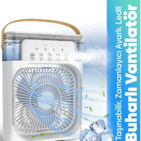 Taşınabilir Işıklı 5 Spreyli Vantilatör Buzlu Buharlı Vantilatör Mini Fan Nemlendirici