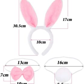 Tavşan Kostüm Seti Taç Papyon Kuyruk Pembe Renk (K0)