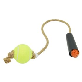 Tenis Toplu Diş Halatı Diş Kaşıma Köpek Oyuncağı Tenis Toplu Halat Çekme 2 kişilik  Oyun (K0)