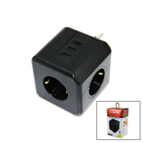 TERMAL AKIM KORUMALI  3X PRİZ 3X USB DUVAR TİPİ PRİZ SİYAH 10A - 2500W (K0)