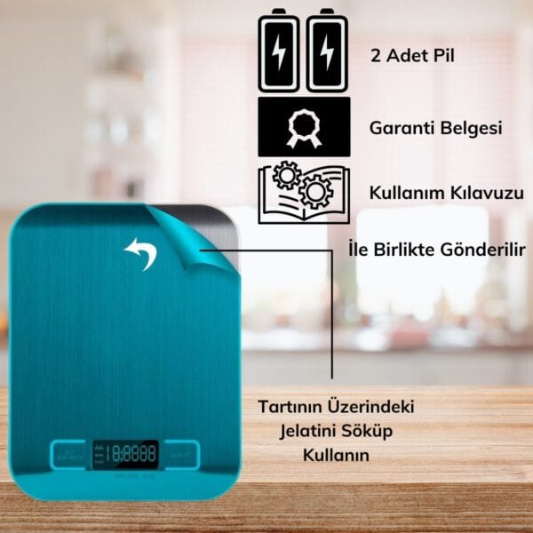 TF 1002 Hassas Ölçümlü Maksimum 5 Kg Kapasiteli Led Ekran Platin Dijital Mutfak Tartısı (K0) - Görsel 3