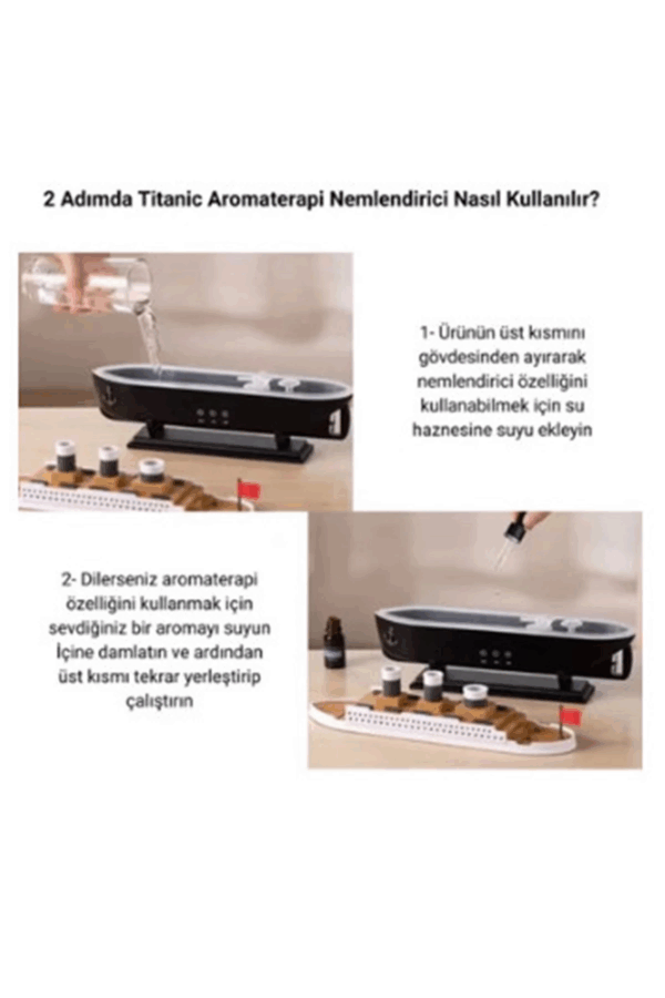 Titanic Gemi Hava Nemlendirici Işıklı Fonksiyonlu Buhar Makinesi Kumandalı - Görsel 6