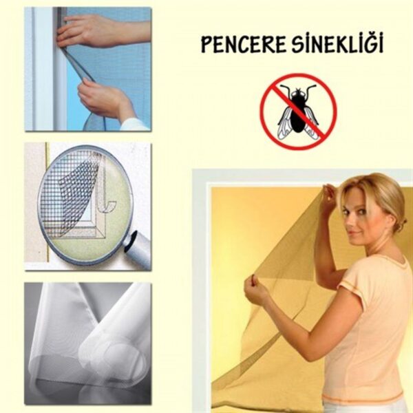 Tüm Cam Pencere Kapılara Uyumlu Tek Kanat Pencere Sinekliği (K0) - Görsel 2