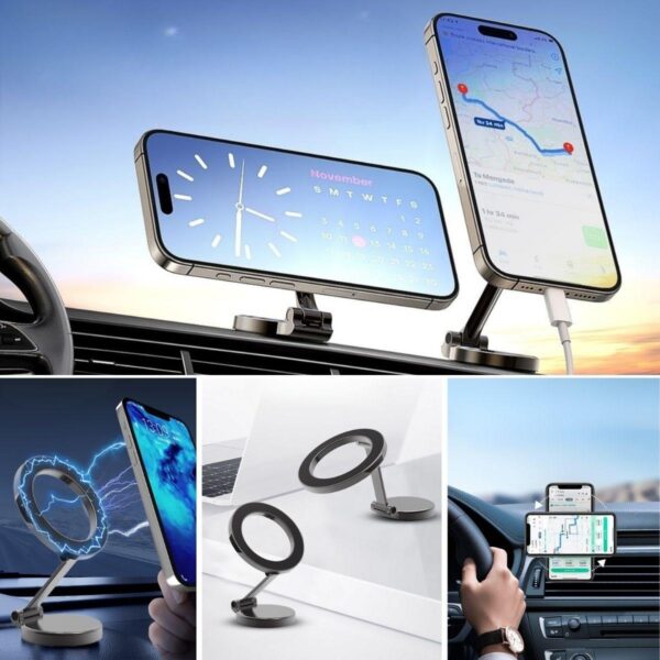 Tüm Telefonlarla Uyumlu Manyetik Araç Telefonu Tutacağı Katlanır 360 Derece Dönen Telefon Standı (K0) - Görsel 4