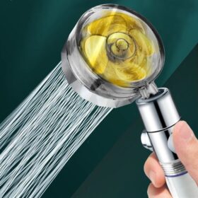 Turbo Pervaneli ve Filtreli Su Tasarruflu 360 Derece Dönebilen Tazyikli Duş Başlığı (K0)