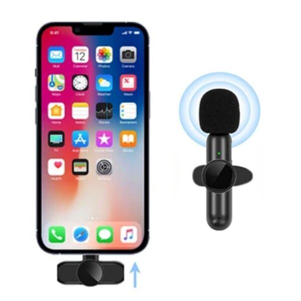 Type C Uyumlu İphone Dönüştürücülü Kablosuz Yaka Mikrofonu Android ve İphone Uyumlu Mini Mikrofon (K0) - Görsel 5