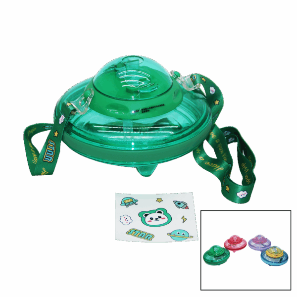 UFO MODELİ RENKLİ MİKA KRİSTAL SULUK MATARA PİPETLİ - TAŞIMA ASKILI 550ML ( HERHANGİ BİR RENK  GÖNDERİLİR ) (K0)