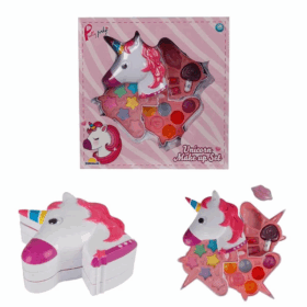 Çocuk Unicorn Şekilli 3 Katlı Makyaj Güzellik Seti