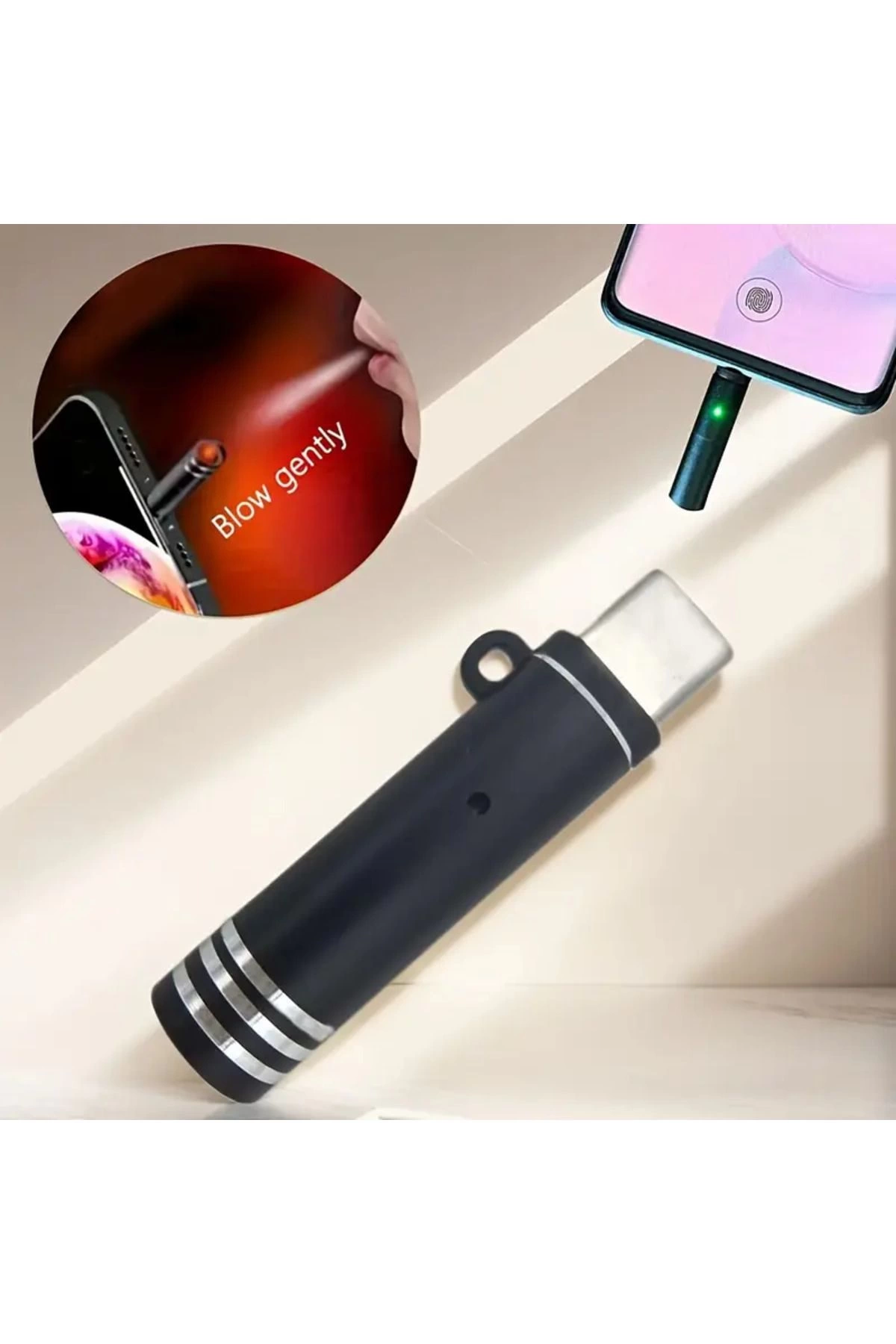 USB-C Çakmak Telefon Hemen Kullanım Taşınabilir Acil Durum Çakmağı Kamp Seyahat ve Günlük Kullanım - Görsel 7