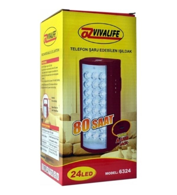 USB Şarj Çıkışlı 24 LED 80 Saat Akülü Şarjlı Işıldak (K0) - Görsel 5