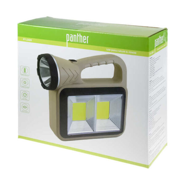 USB ŞARJLI SOLAR EL FENERİ PT-2209 (K0) - Görsel 5