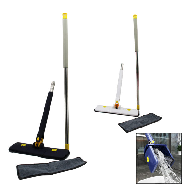 UZUN - KIRILIMLI KENDİNEDEN SIKMALI MOP 360° DÖNER SAPLI - YEDEK BEZLİ (K0)