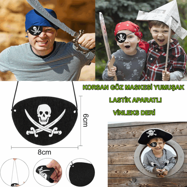 İthal Vinleks Deri Korsan Göz Bandı - Lastikli  Yumuşak