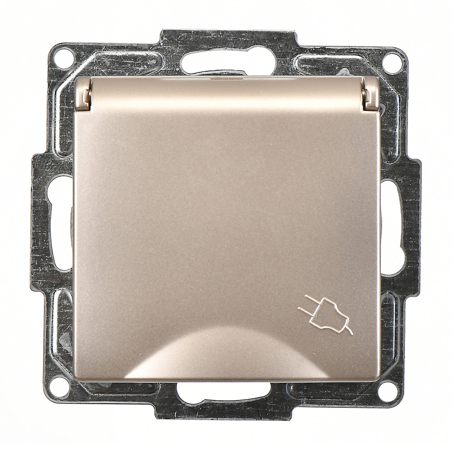 Günsan Visage Metalik Bej Çocuk Korumalı Kapaklı Topraklı Priz - 16A 250V - Vidalı - Görsel 2